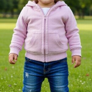 Debbie Disaster Full Zip Hoodie Toddler Size 3T Pink Sherpa Lined